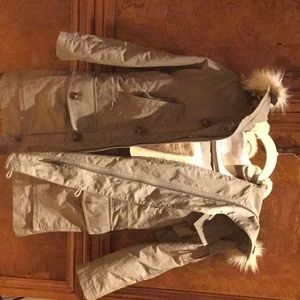 Authentic Burberry faux fur hooded coat